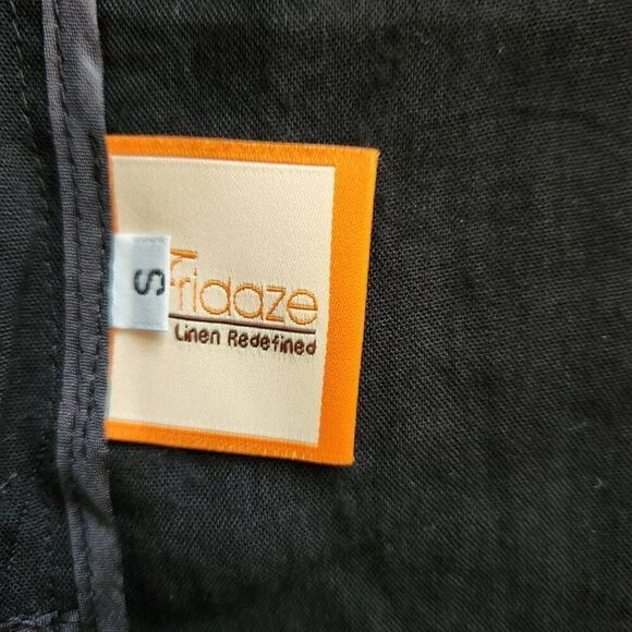 Fridaze Jacket Blazer Cardigan Womens Small 100% Linen Open Front Black Careerwe - Picture 3 of 4
